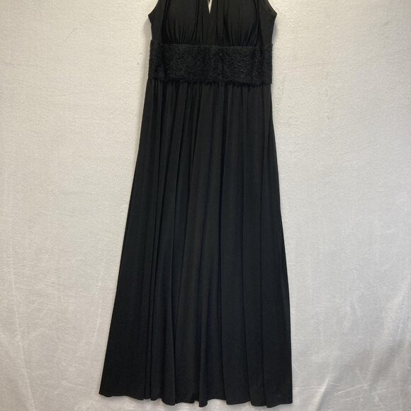 R&M Richards Maxi Dress Gown Womens 10 Black Formal Halter Keyhole Lace Stretch - Picture 8 of 16